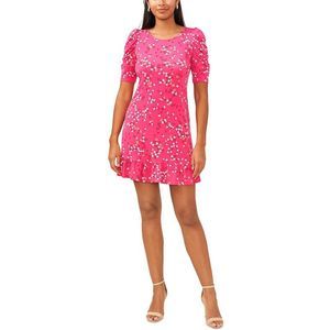 MSK Pink Floral Short Ruffle Hem Dress